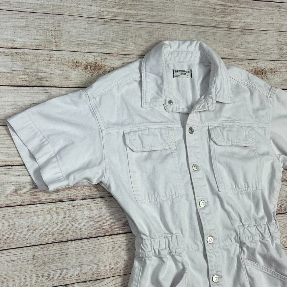 We The Free by Free People Marci Cuffed Shortall Romper Size M White Jumpsuit - Picture 14 of 16